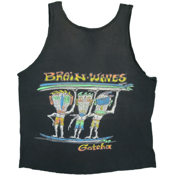 Vintage Gotcha Brain Waves Surfer Surf Skate Grunge Tank Top Muscle Tee T Shirt - Picture 1 of 7